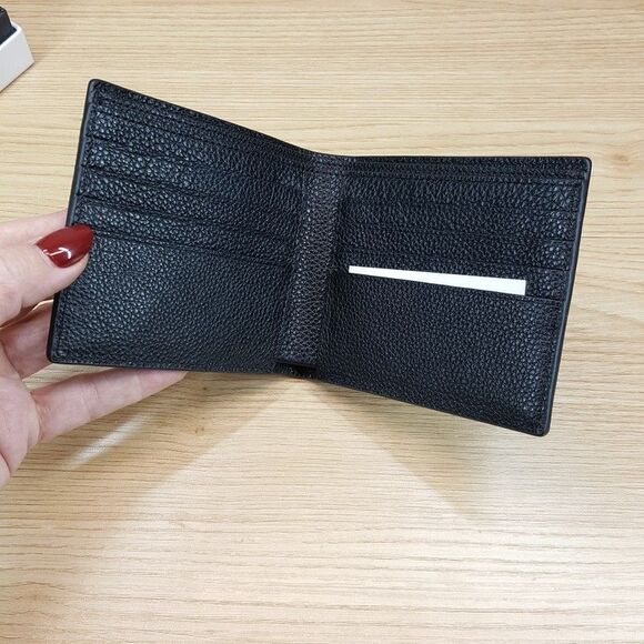 WANT LES ESSENTIELS Mens Black Pebbled Leather Bifold BENIN $175 - Picture 3 of 7